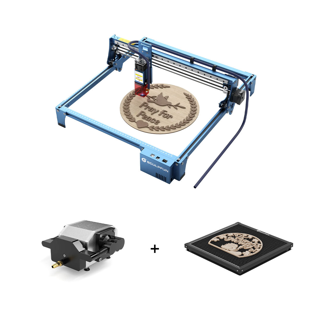 SCULPFUN S10 10W Laser Engraver + Air Pump + H3 40x40cm Honeycomb
