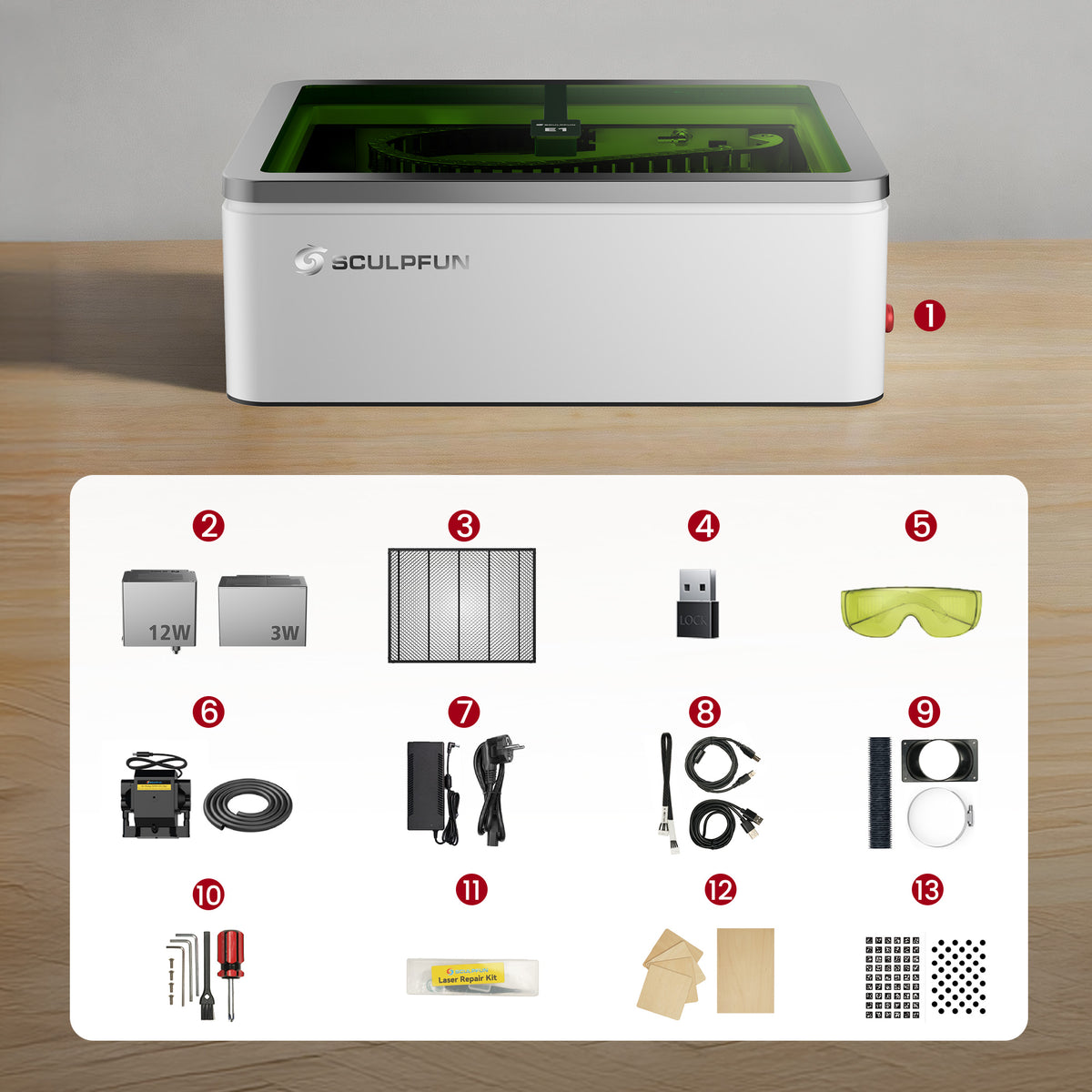 Sculpfun E1 package contents