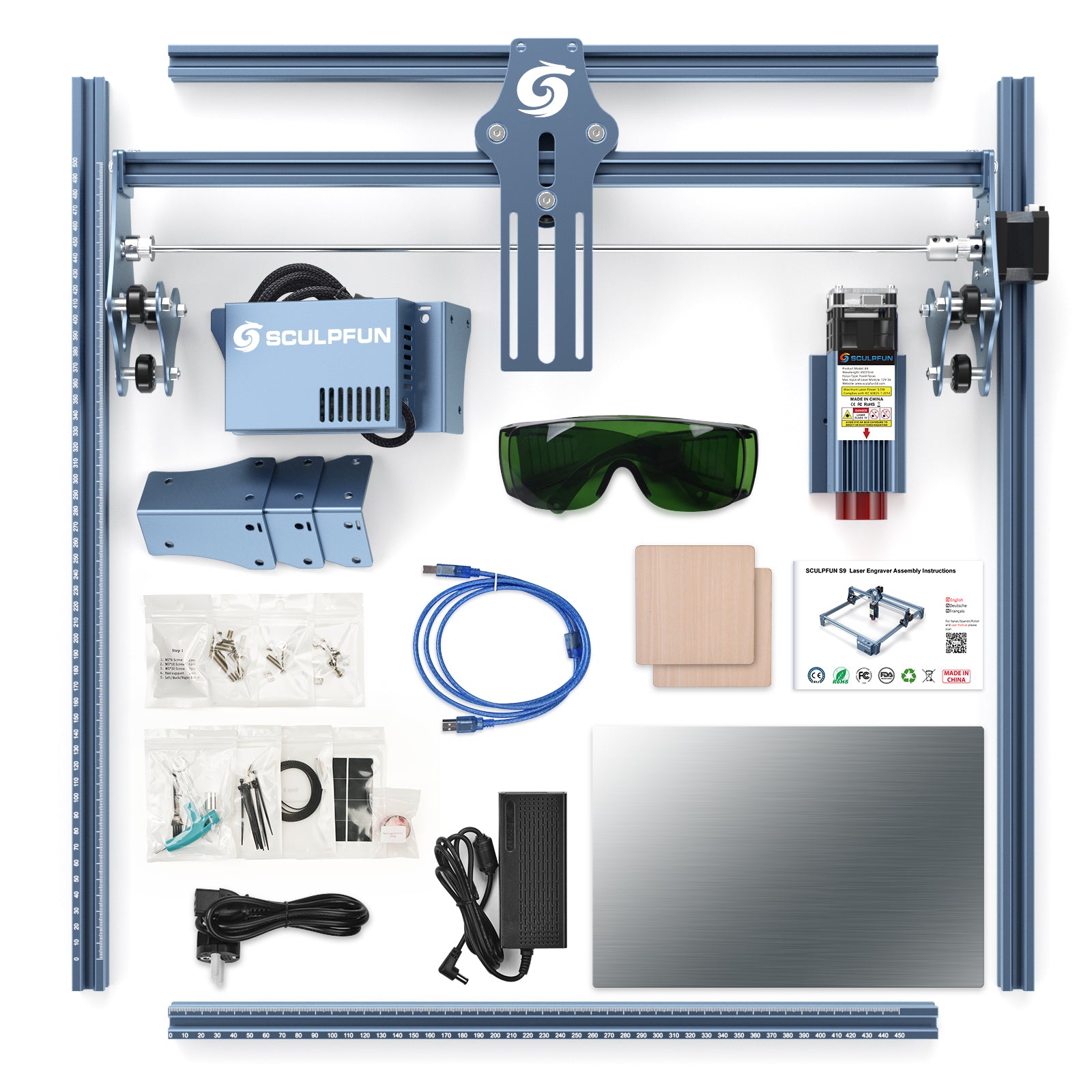 【SCULPFUN S9】レーザー彫刻機 中古 延長レールパ ーツ付き　梱包済 SCULPFUN S9】レーザー彫刻機 中古 延長レールパ ーツ付き 梱包