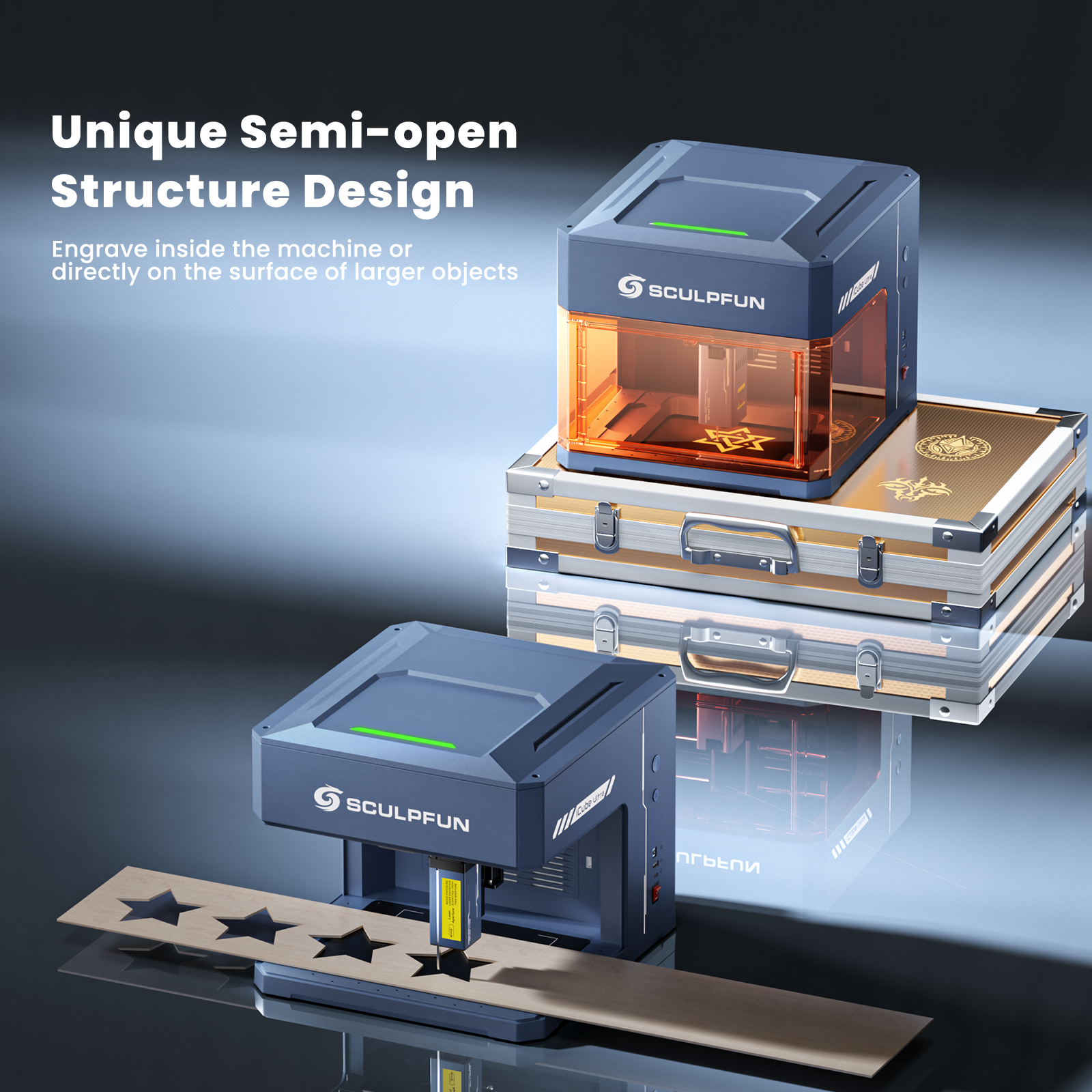 Sculpfun Router Sculpfun iCube Ultra: Flagship Portable Dual Laser Module Switching En