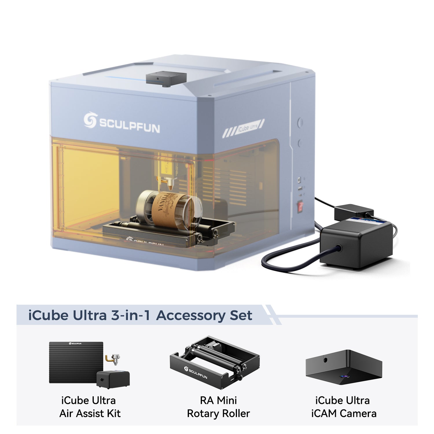 Mini Icam iCube Ultra iCam Camera + RA Mini Rotary Roller + Air Assist 3 in 1 Ac ...